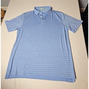 tasc Performance Mens Blue Micro Print Polo Shirt TM774 Spring 2024 Large